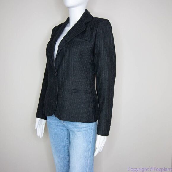 Vintage Cassidy women's 100% wool pinstripe grey blazer, size 4 - Picture 13 of 16